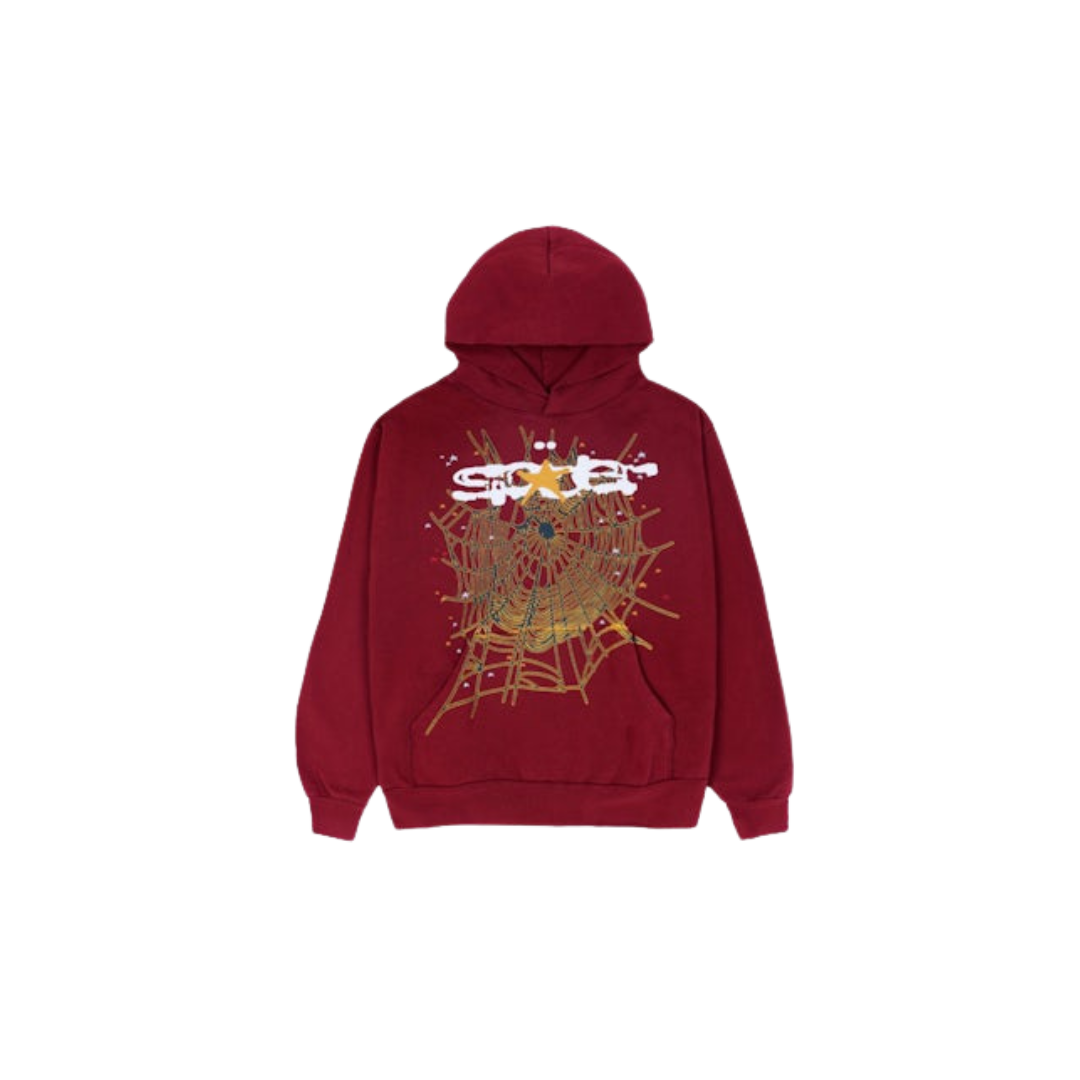 Sp5der Logo Hoodie Maroon