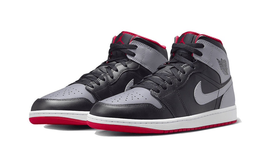 Air Jordan 1 Mid Black Grey Red - DQ8426-006 / DQ8423-006