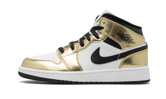 Air Jordan 1 Mid White Metallic Gold - DC1419-700 / DC1420-700