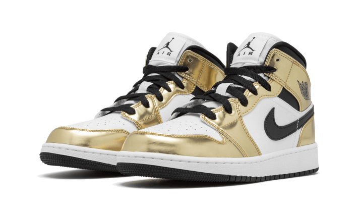 Air Jordan 1 Mid White Metallic Gold - DC1419-700 / DC1420-700