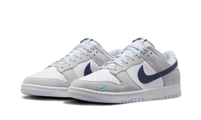 Nike Dunk Low White Grey Navy Aqua Mini Swoosh