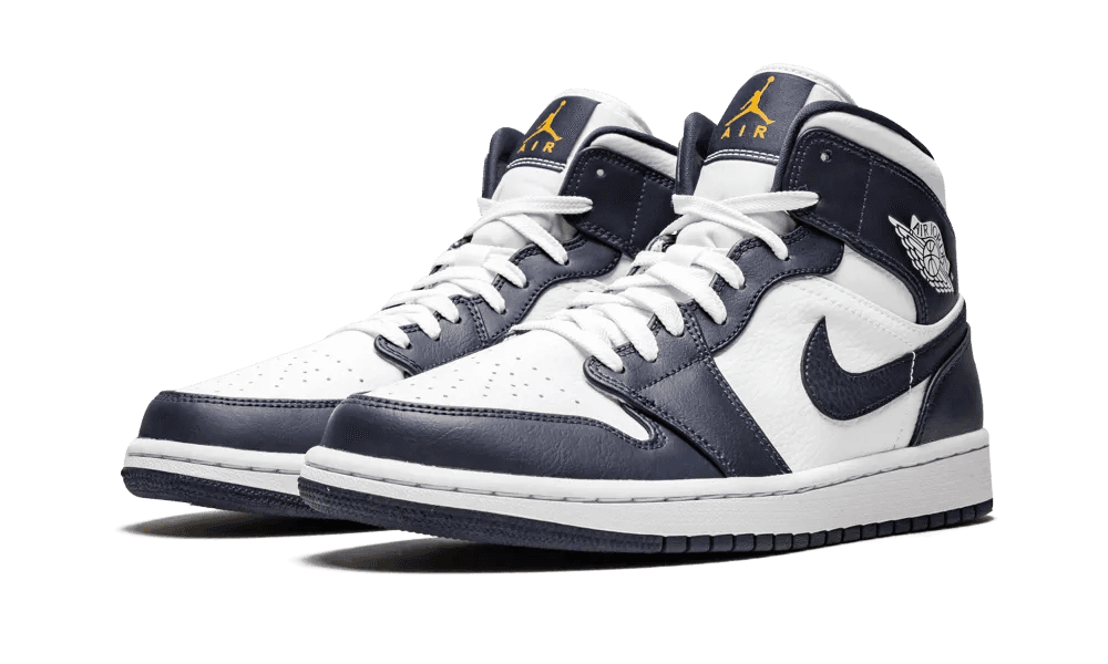 Nike Air Jordan 1 Mid White Metallic Gold Obsidian