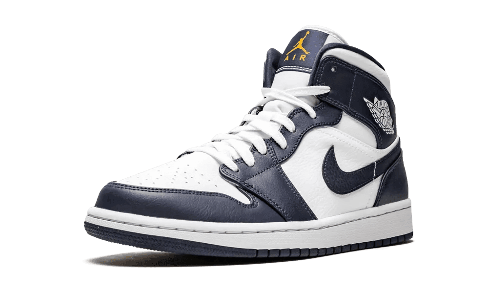 Nike Air Jordan 1 Mid White Metallic Gold Obsidian